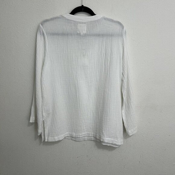 C & C California Nolan White Double Gauze Tunic Top Size M Side Splits Cotton - Picture 9 of 10